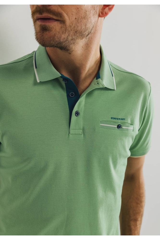PIQUE POLO MET BORSTZAK 46115471 3600 Bladgroen uni 